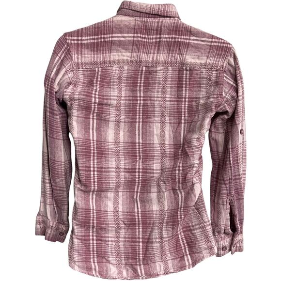 Stillwater Supply Shirt Size M Pink Plaid Button Up Long Sleeve MISSING BUTTON - Picture 2 of 5